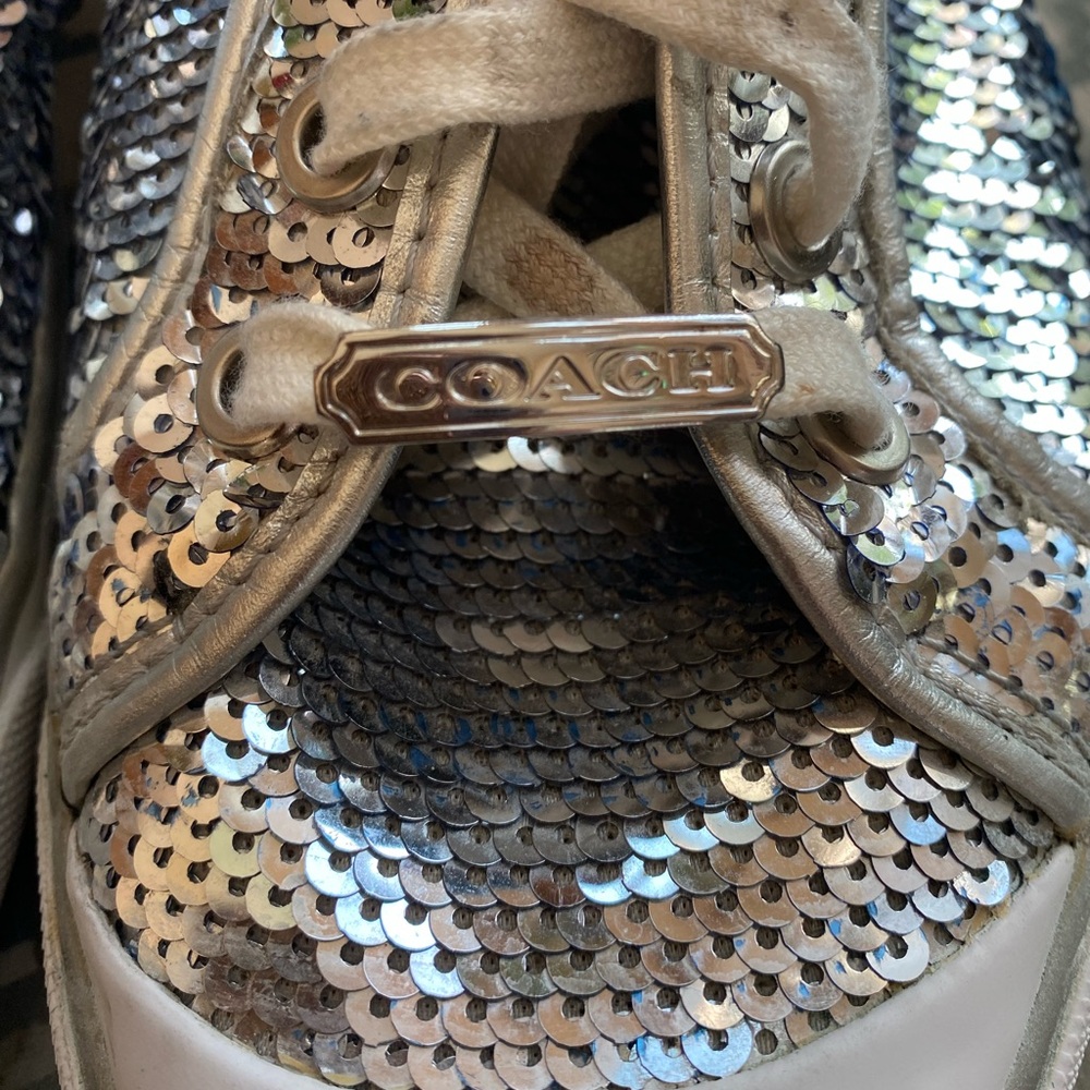 Coach Garrett Silver Sequin Women's Sneakers S 8B - Picture 8 of 13